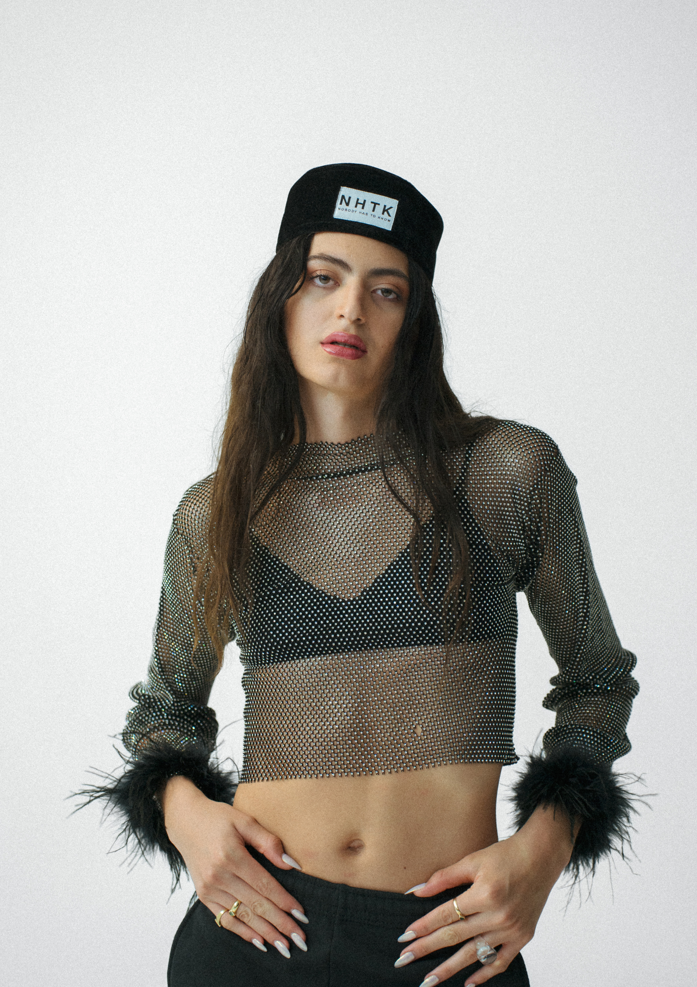 Rhinestone Fishnet Top