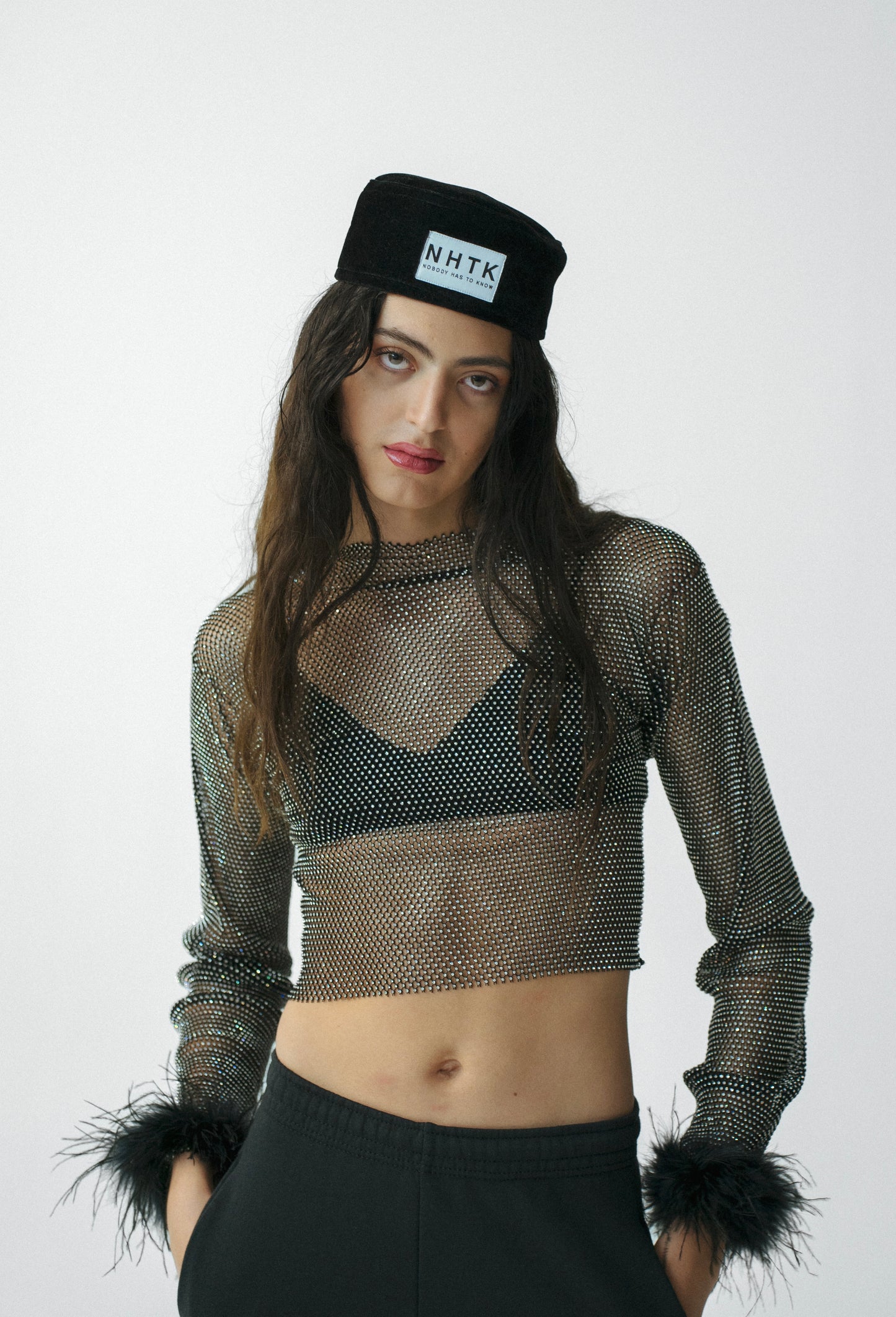 Rhinestone Fishnet Top